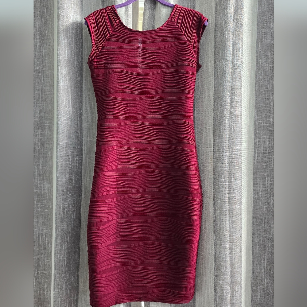 Low Back Red Ribbed Dress